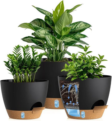 3-Pack Self-Watering Plant Pots – 12", 10" & 8"