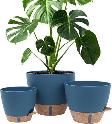 3-Pack Self-Watering Plant Pots – 12", 10" & 8" Black