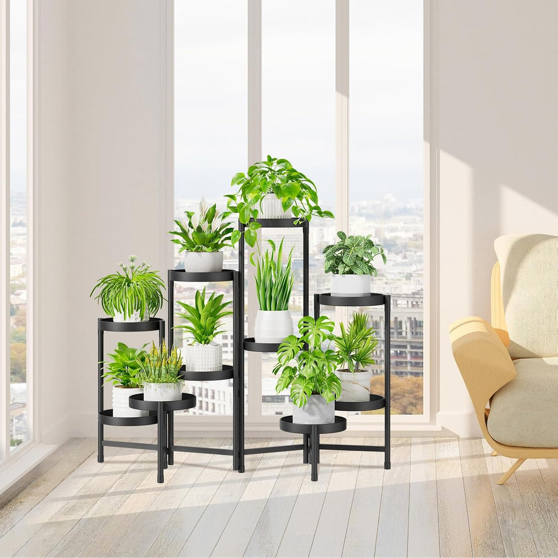 10-Tier Metal Plant Stand for Indoor & Outdoor Use