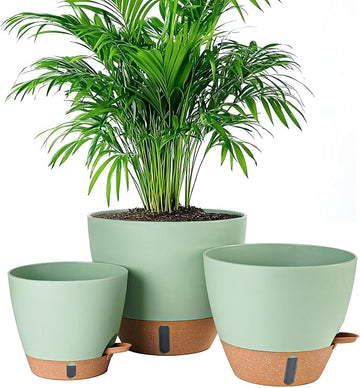 Self-Watering Plant Pots with Water Level Indicator – Green
