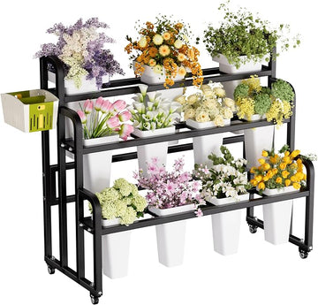 3-Tier Metal Flower Display Stand with 11 Buckets
