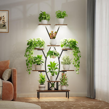 9-Tier Indoor Plant Stand with Full-Spectrum Grow Lights